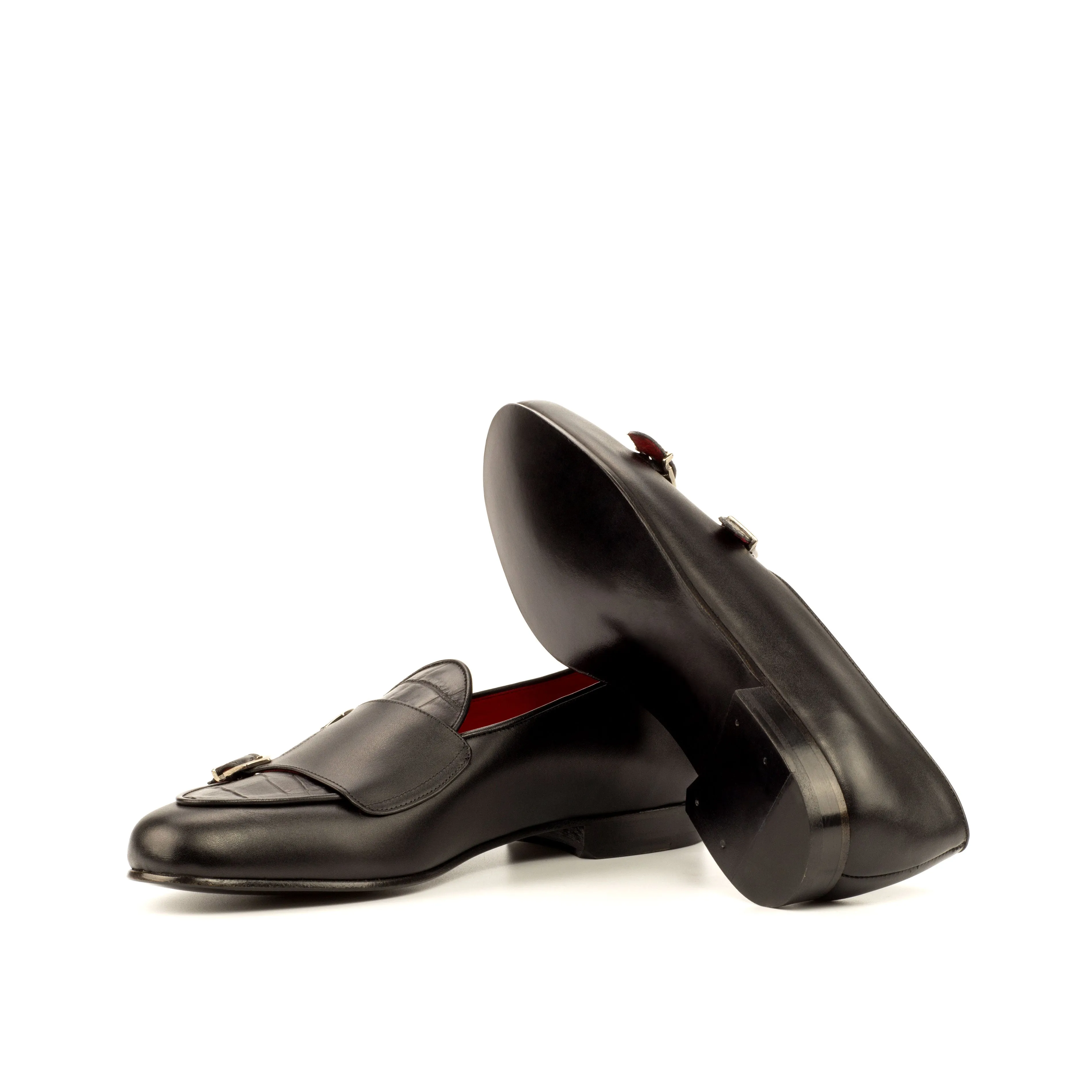 Dapperfam Schuhe DapperFam Rialto in Schwarz Herren Italienische Leder Mönchsschlappen