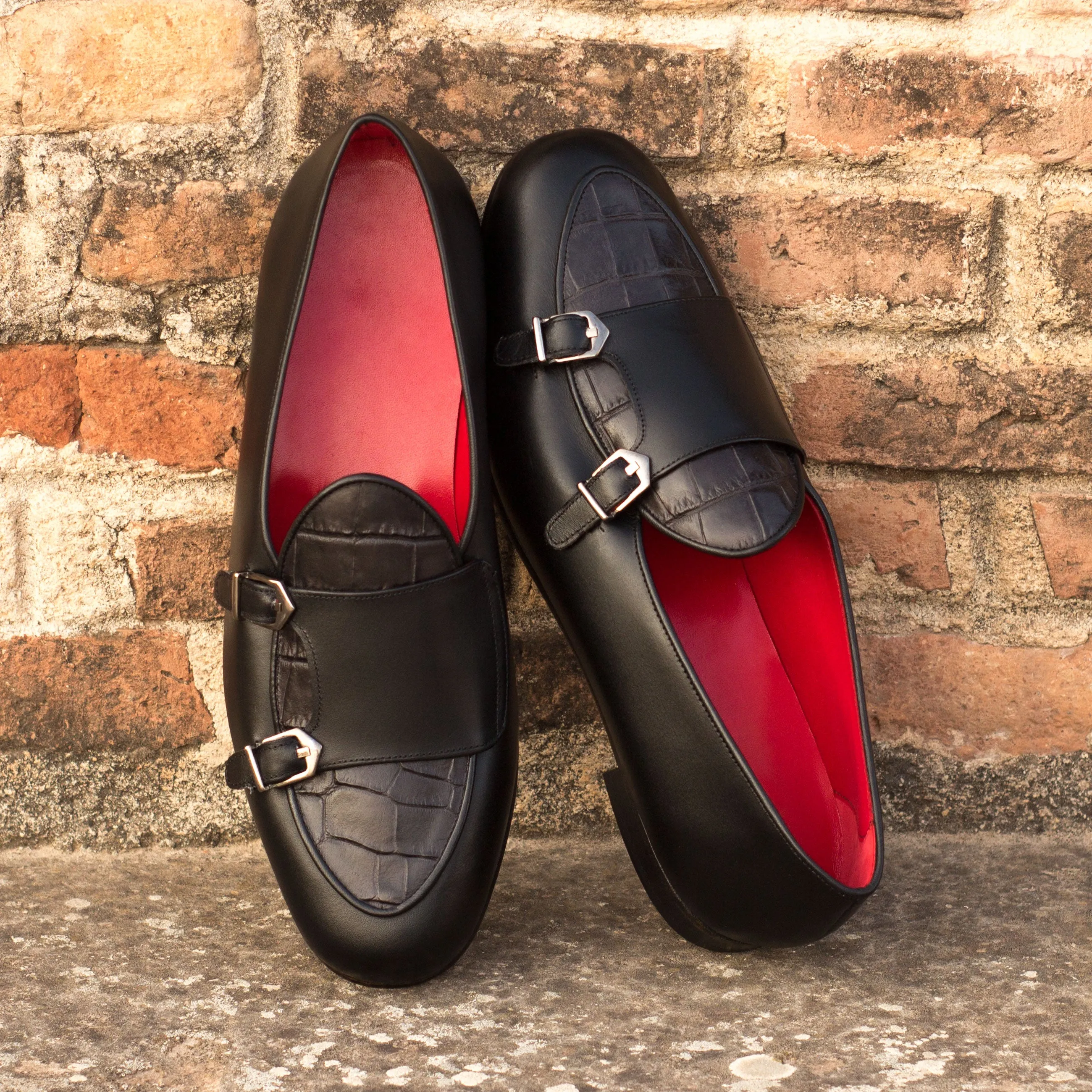 Dapperfam Schuhe DapperFam Rialto in Schwarz Herren Italienische Leder Mönchsschlappen
