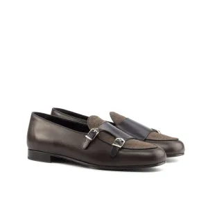 Dapperfam Schuhe DapperFam Rialto in Braun / Dunkelbraun / Schwarz Herren Flanell & Italienisches Leder Mönchsschlappen