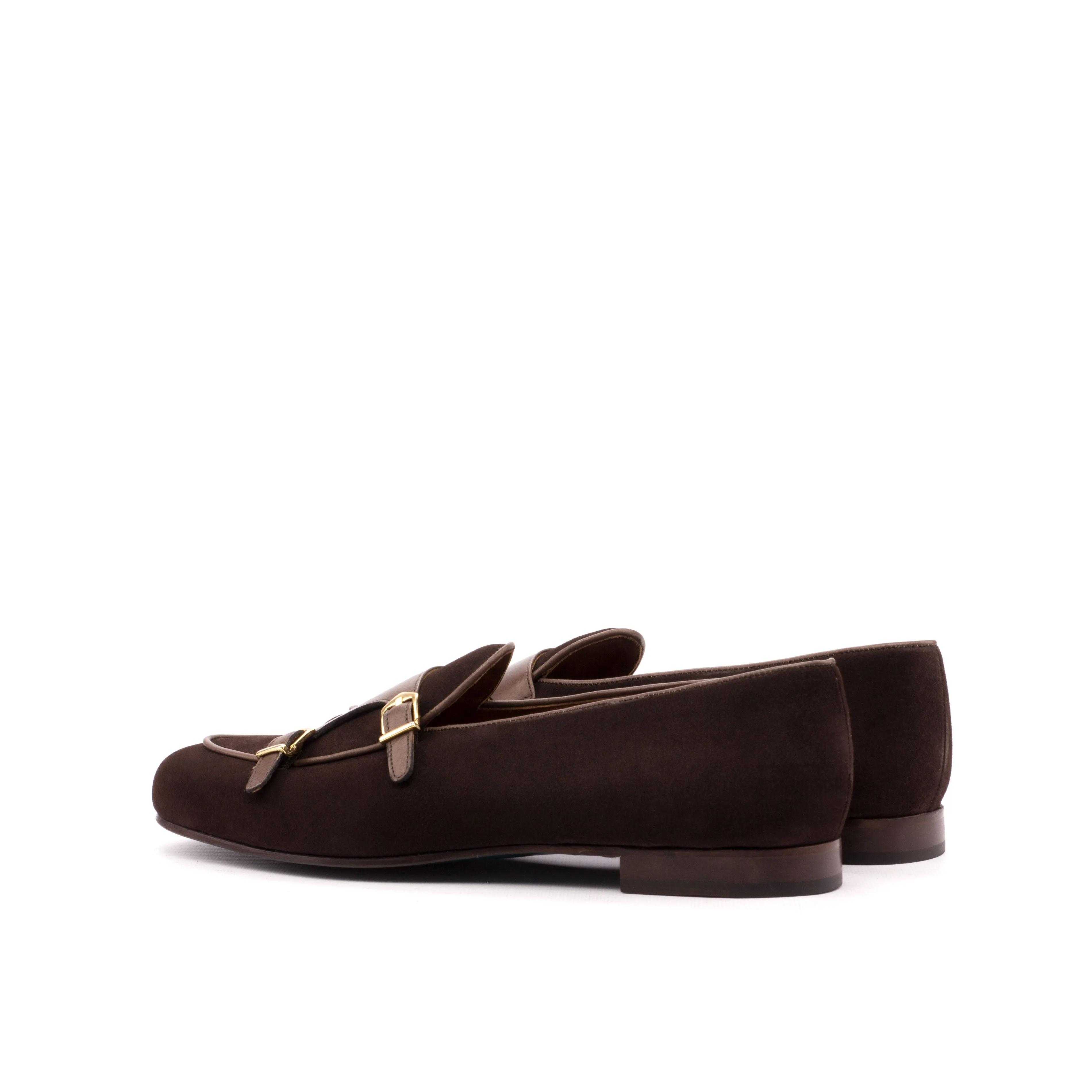 Dapperfam Schuhe DapperFam Rialto in Braun / Dunkelbraun Herren Wildleder & Italienisches Leder Mönchsschlappen