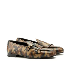 Dapperfam Schuhe DapperFam Rialto in Braun Herren-Handbemalter Patina-Mönchsschlappen