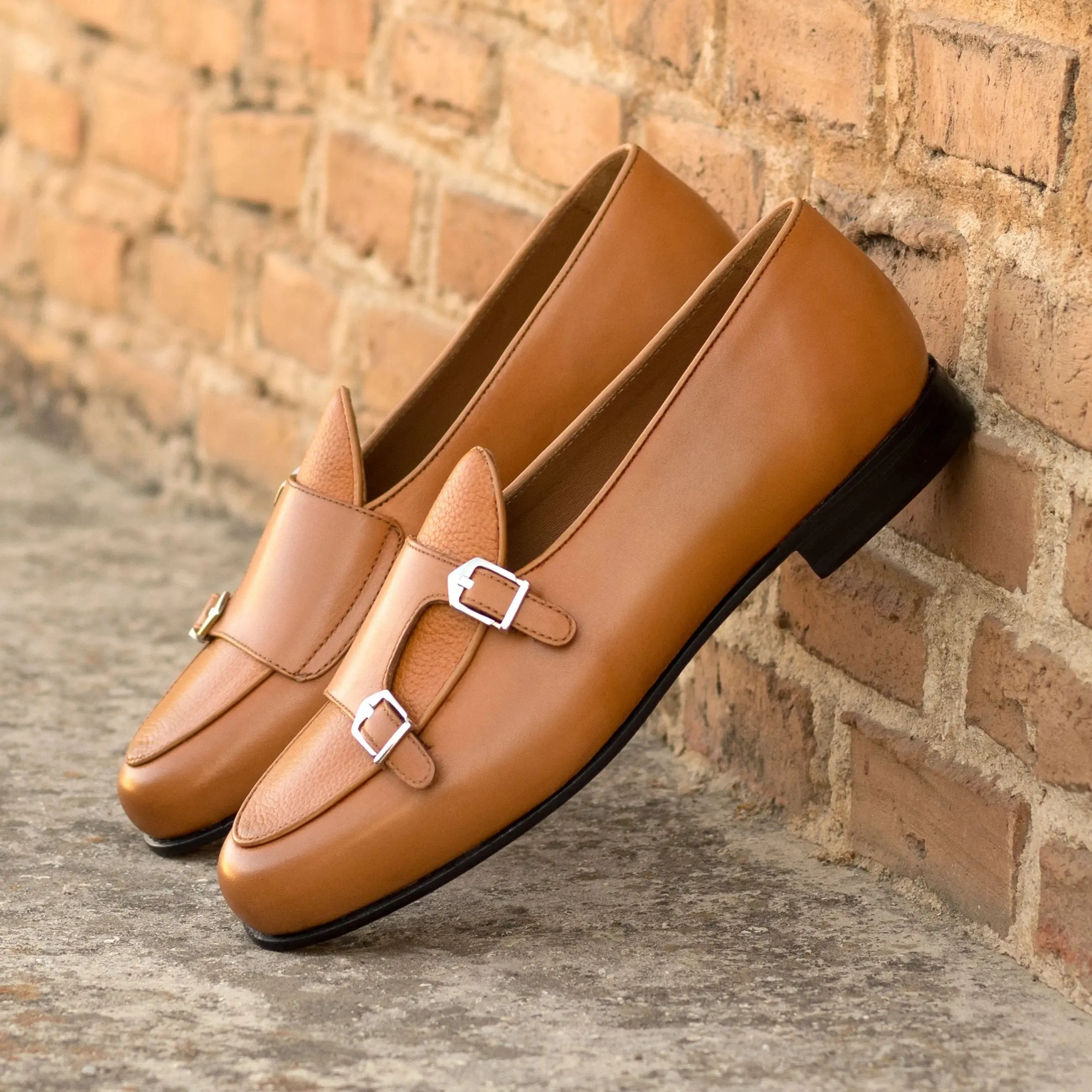 Dapperfam Schuhe DapperFam Rialto in Cognac Herren Italienisches Leder & Vollrindleder Mönchsschlappen