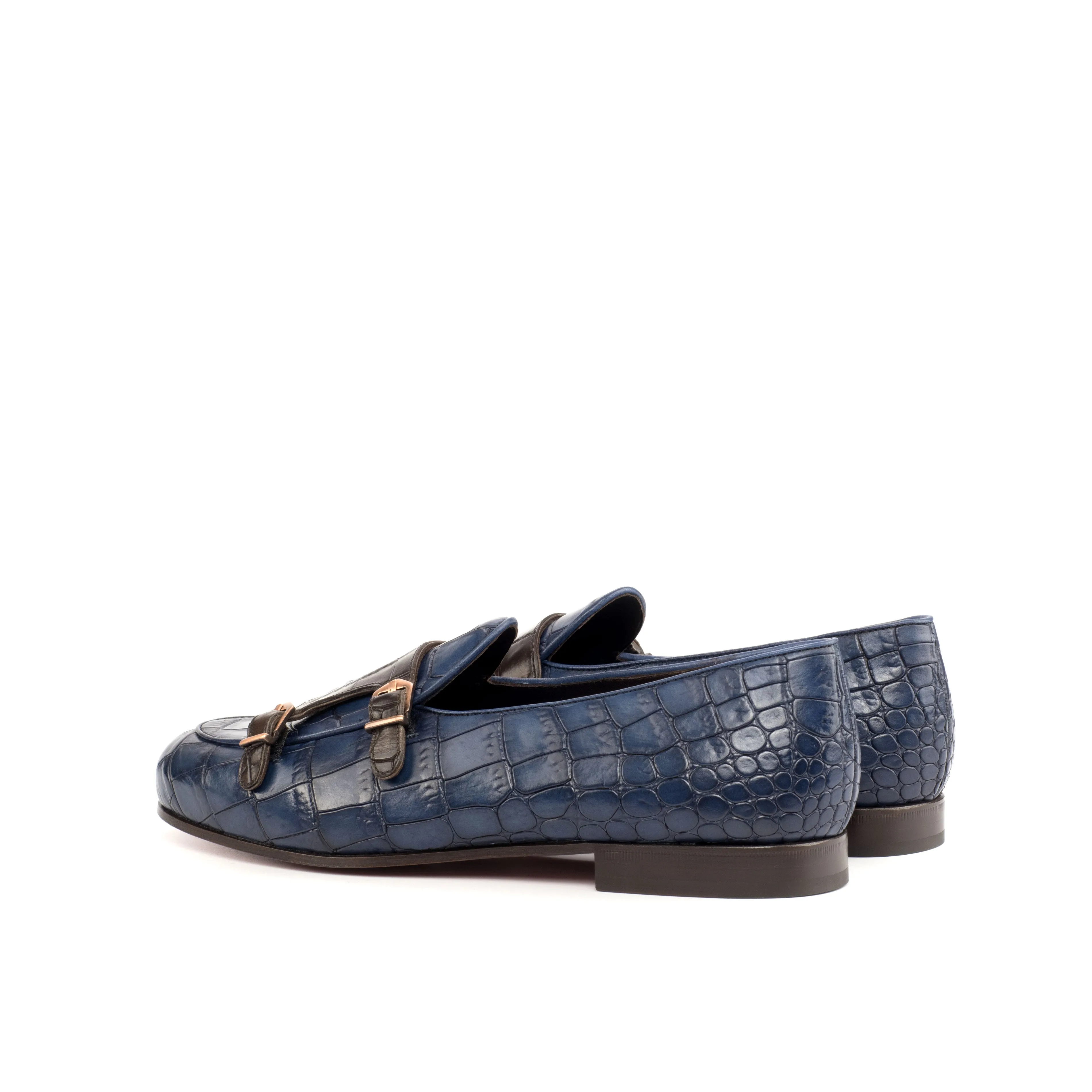 Dapperfam Schuhe DapperFam Rialto in Dunkelbraun / Marine Herren Italienische Ledermönchsslipper