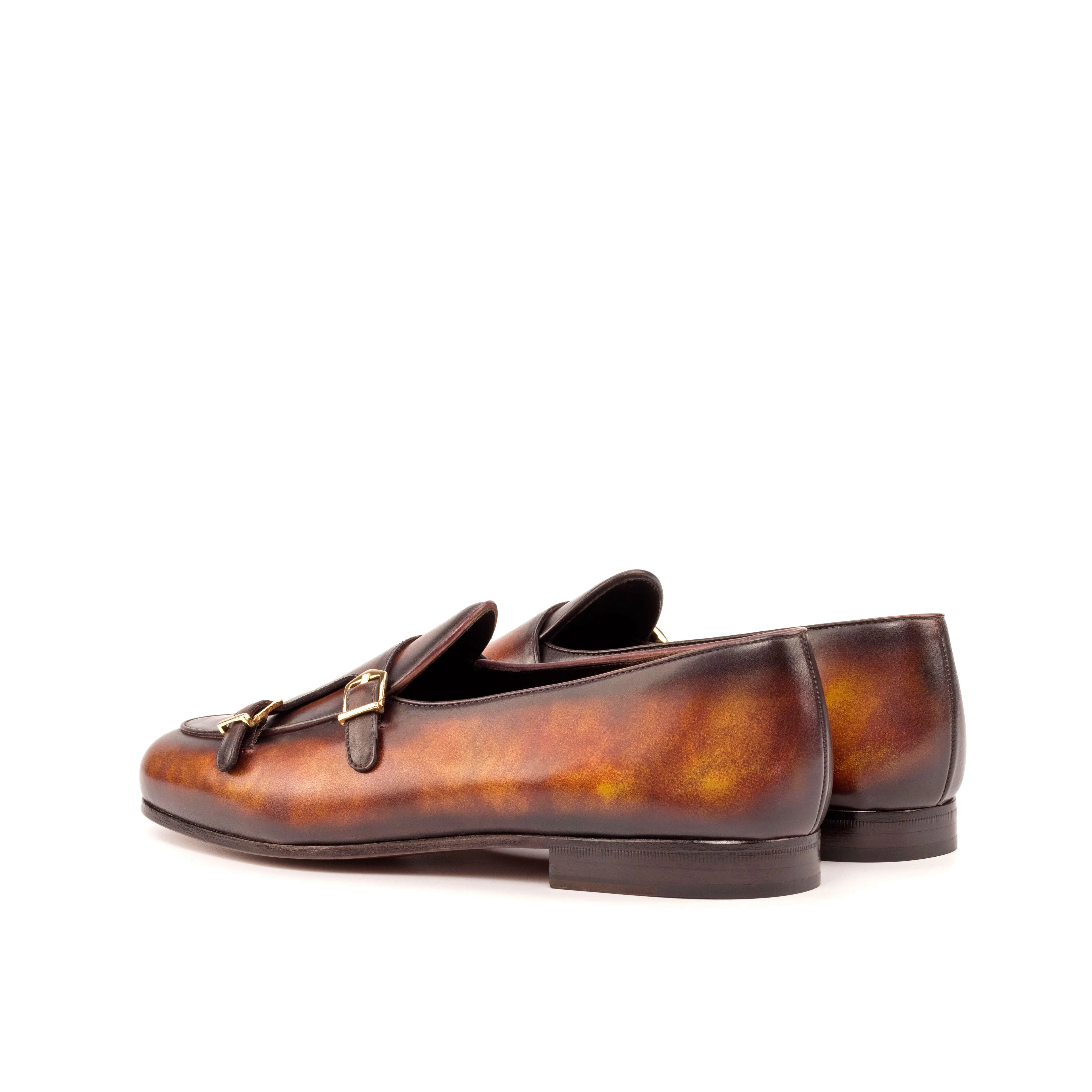 Dapperfam Schuhe DapperFam Rialto in Feuer Herren-Handbemalte Patina Mönchsschlappen