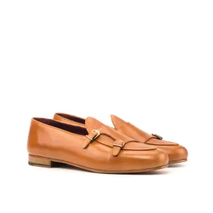 Dapperfam Schuhe DapperFam Rialto in Tan / Cognac Herren Italienisches Leder & Italienisches Wildleder Mönchsschlappen