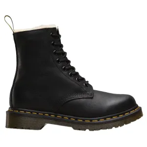 Dr. Martens 1460 Serena Kunstpelz gefütterte polierte Wyoming-Leder Knöchelstiefel für Damen