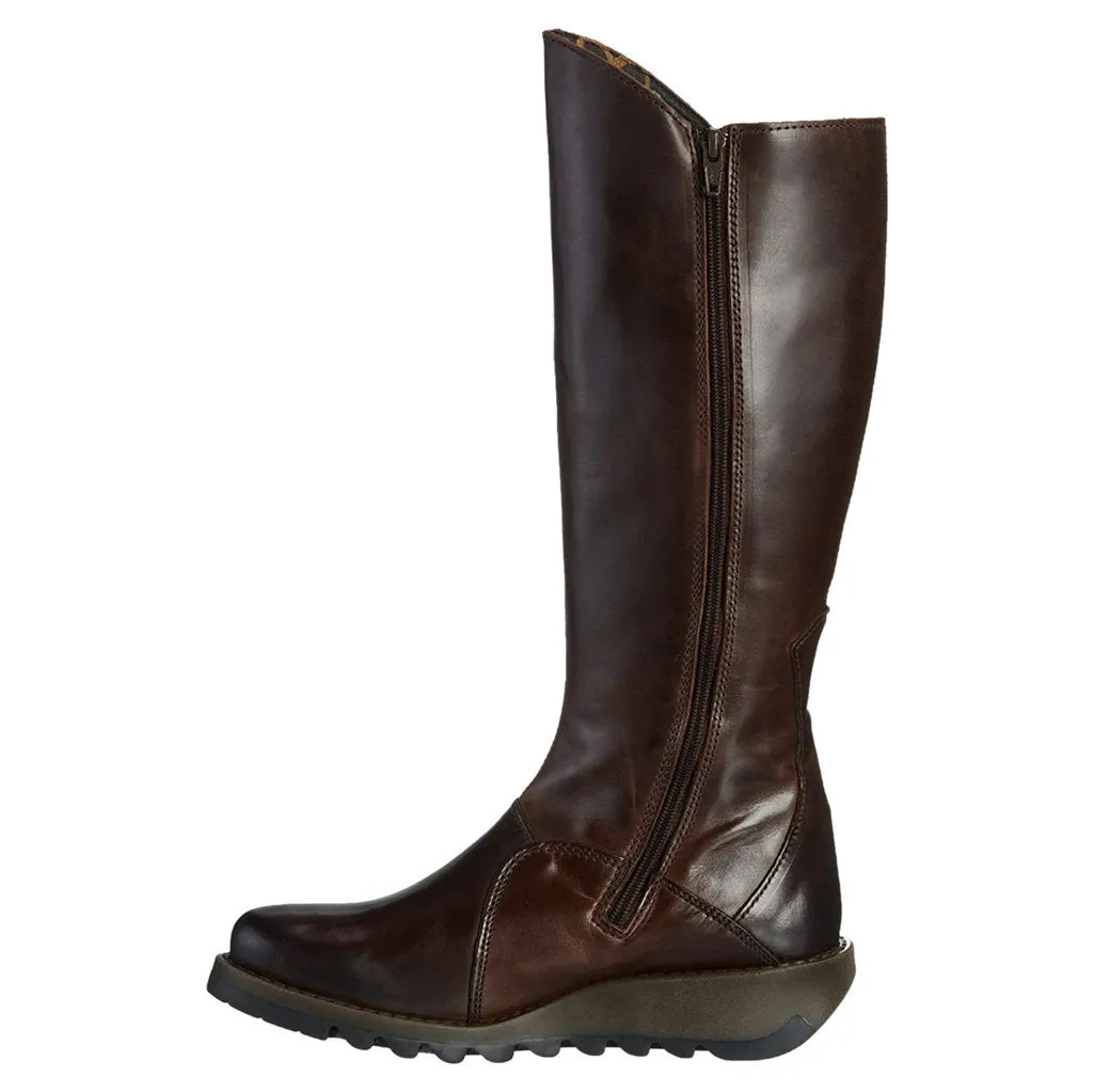 Fly London Mol 2 Leder Stiefel mit Reißverschluss für Damen, knielang