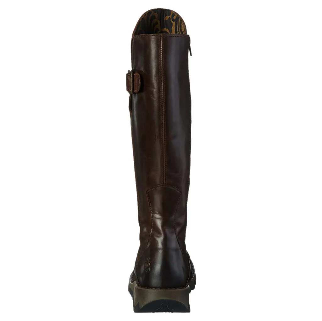 Fly London Mol 2 Leder Stiefel mit Reißverschluss für Damen, knielang