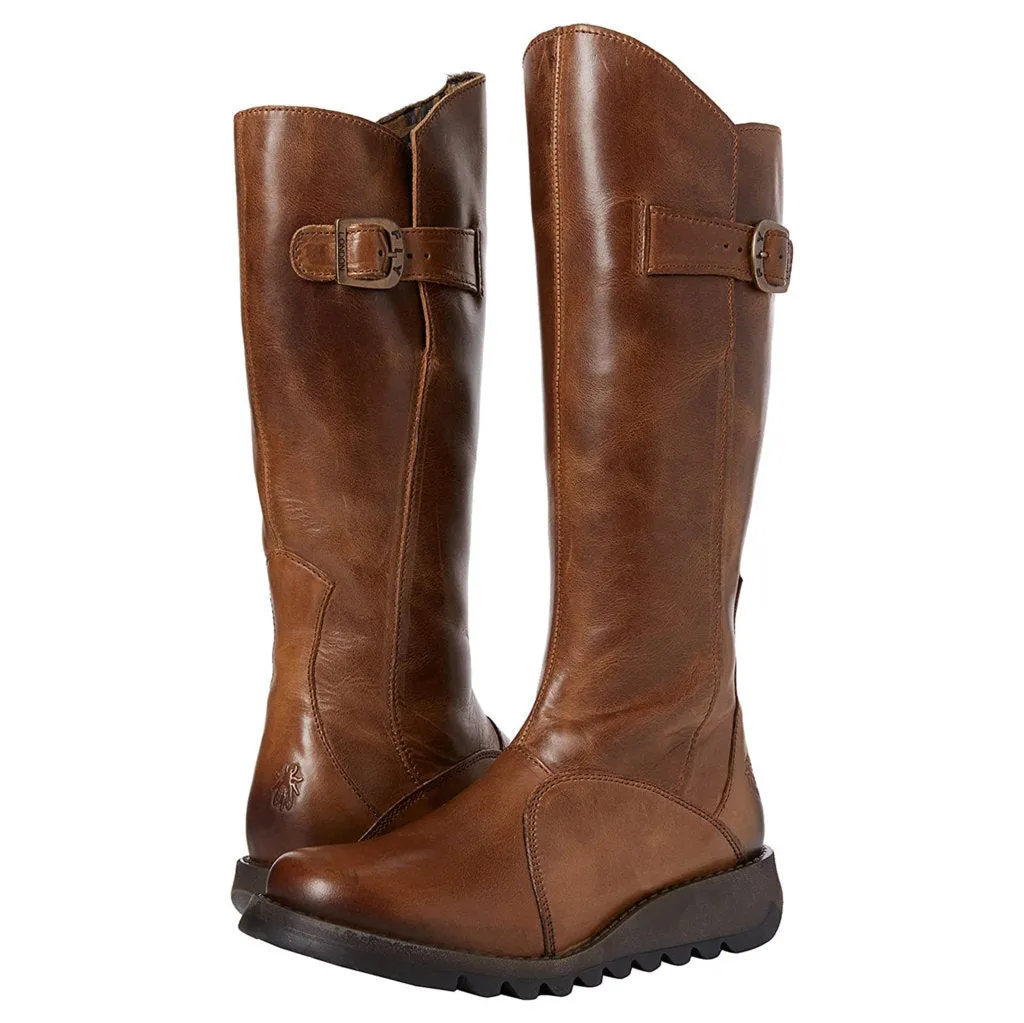 Fly London Mol 2 Leder Stiefel mit Reißverschluss für Damen, knielang