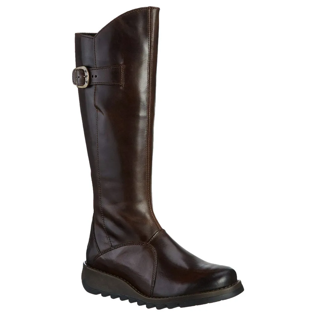 Fly London Mol 2 Leder Stiefel mit Reißverschluss für Damen, knielang