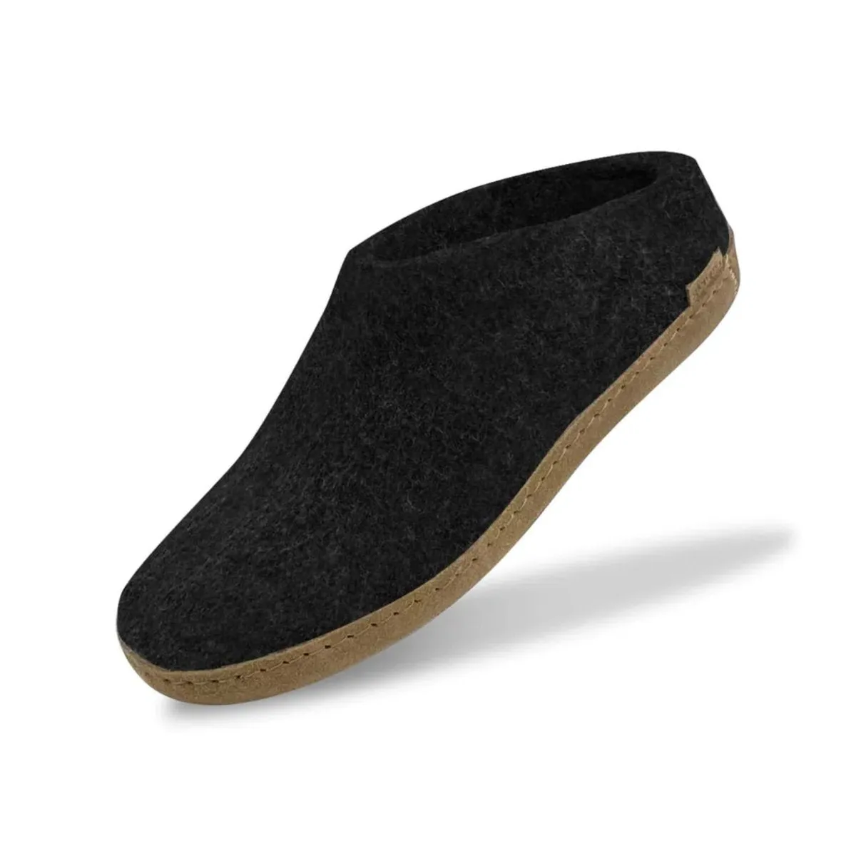 Glerups Damen Modell B Pantoffel mit Ledersohle Anthrazit