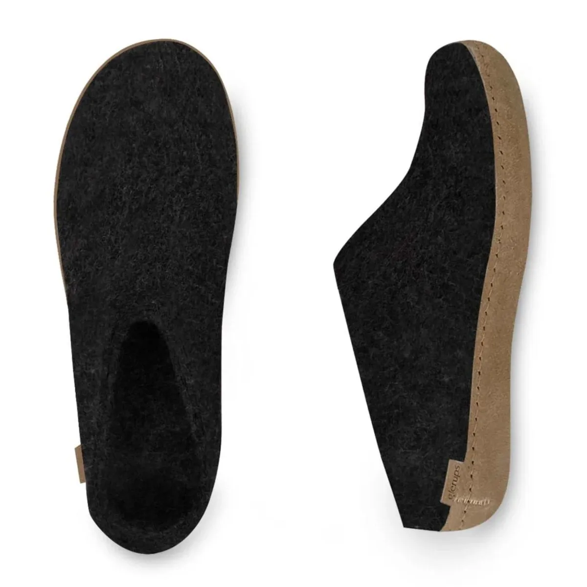 Glerups Damen Modell B Pantoffel mit Ledersohle Anthrazit