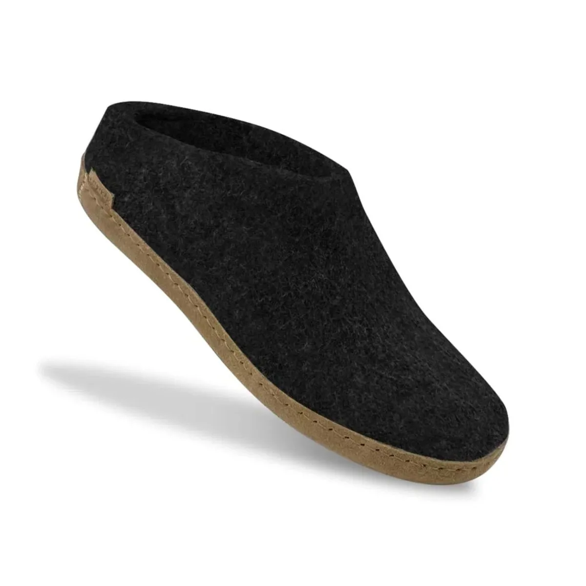 Glerups Damen Modell B Pantoffel mit Ledersohle Anthrazit