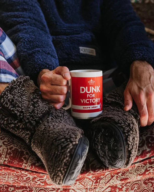 Gosling Schnee-Spitzen Sherpa Pantoffelstiefel in gewaschener Dunkelschokolade