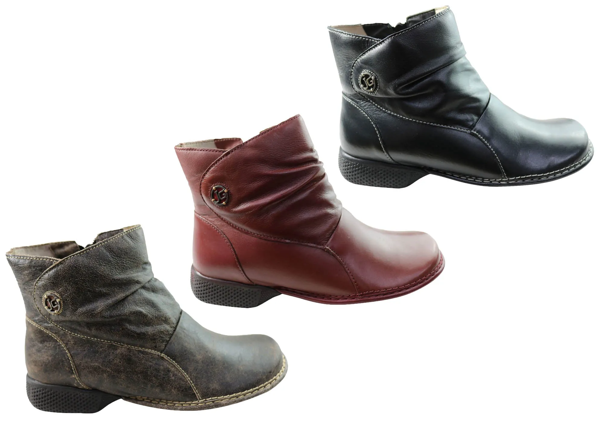 J Gean Cove Damen Bequeme Leder-Knöchelstiefel Hergestellt in Brasilien J Gean Schuhe