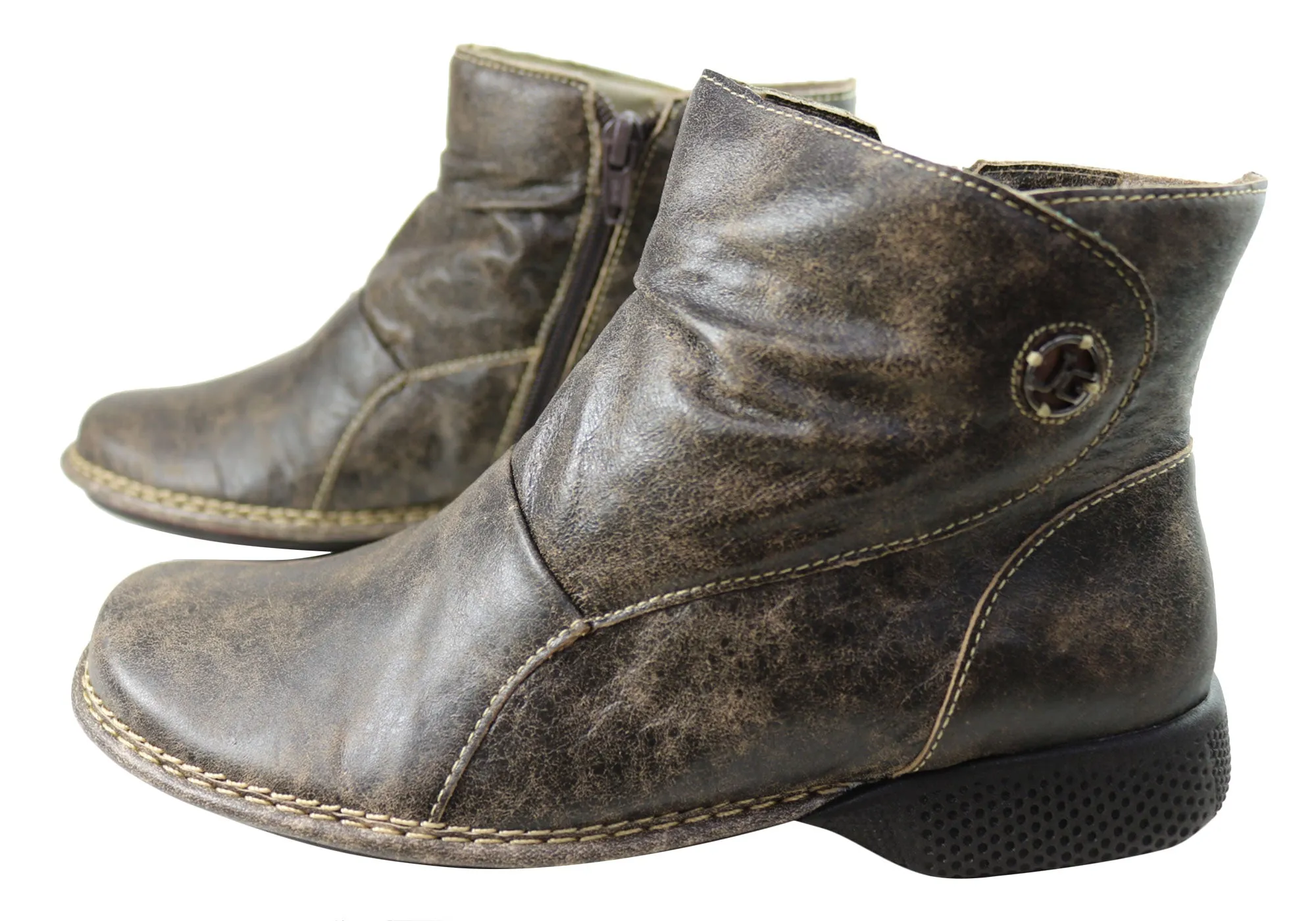 J Gean Cove Damen Bequeme Leder-Knöchelstiefel Hergestellt in Brasilien J Gean Schuhe