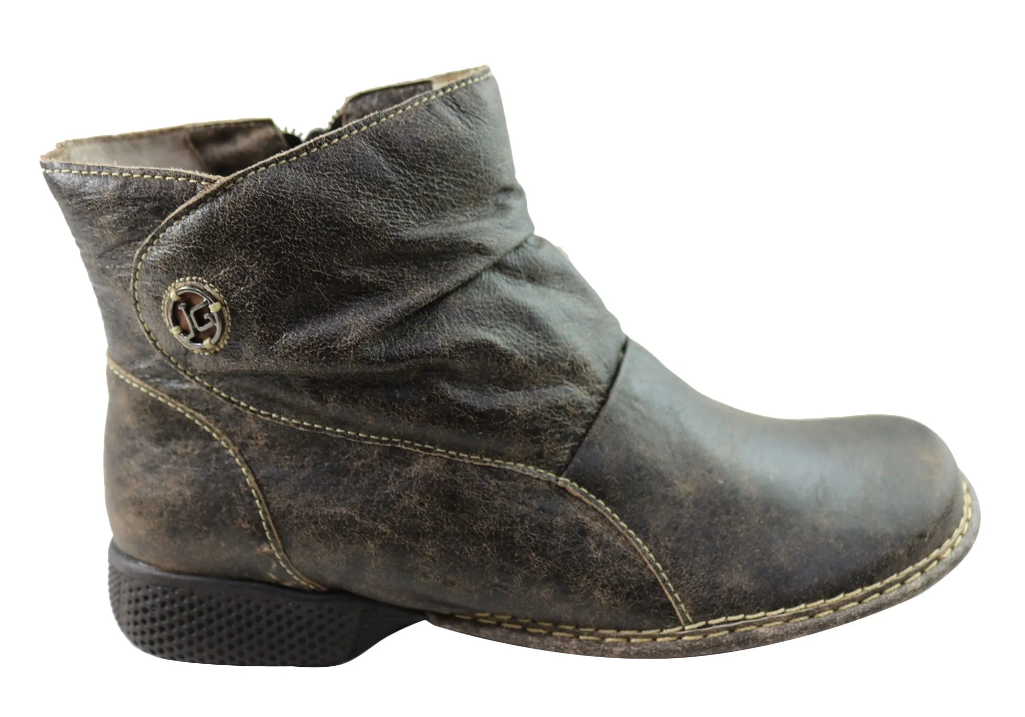 J Gean Cove Damen Bequeme Leder-Knöchelstiefel Hergestellt in Brasilien J Gean Schuhe
