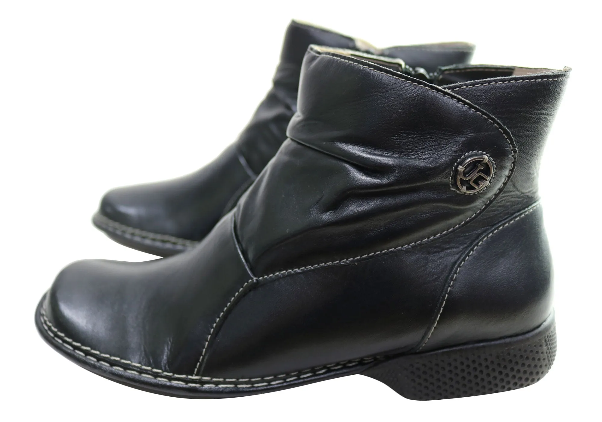 J Gean Cove Damen Bequeme Leder-Knöchelstiefel Hergestellt in Brasilien J Gean Schuhe