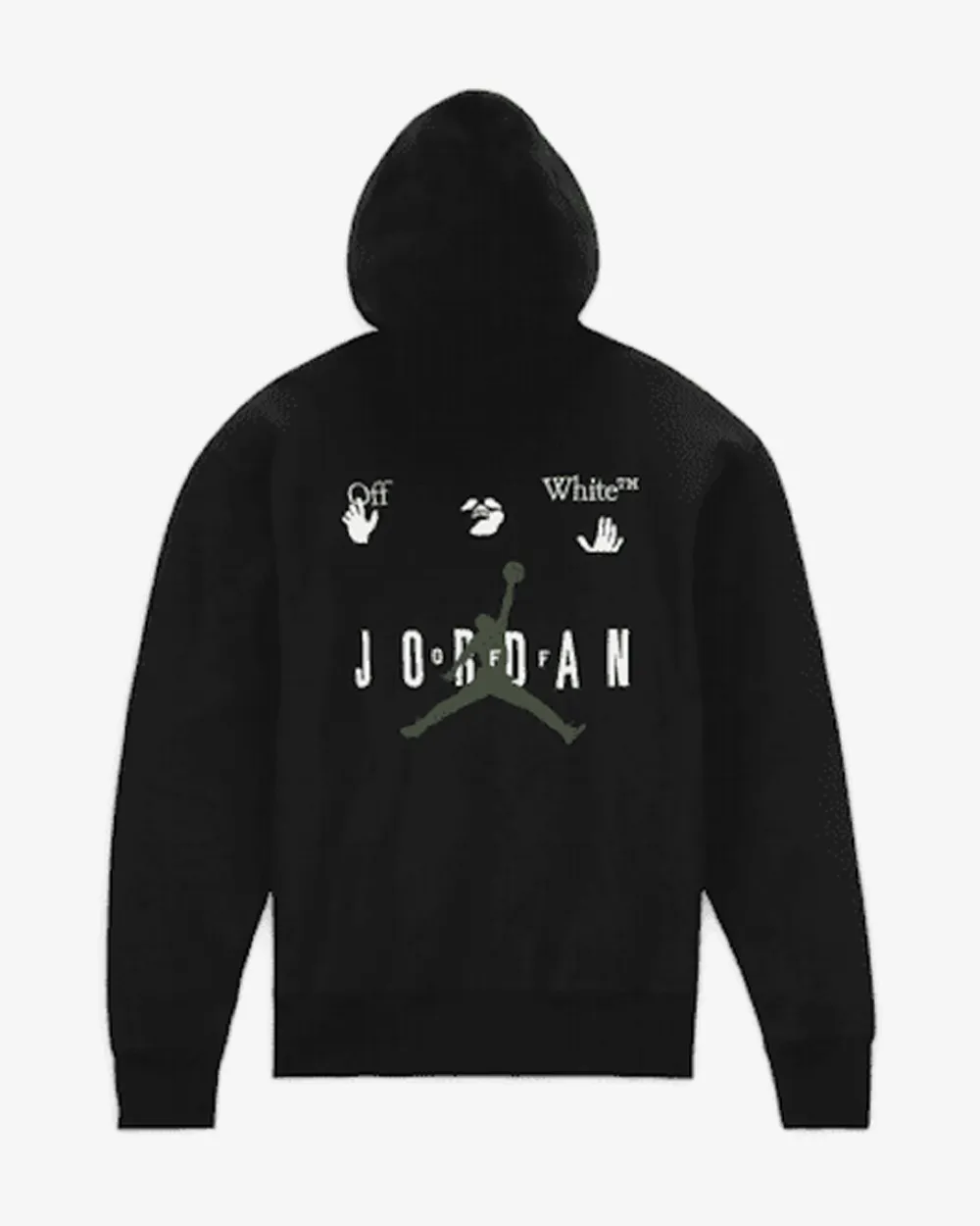 NIKE X OFF WHITE FW21 AIR JORDAN BESTICKTE SCHWARZE KAPUZENJACKE