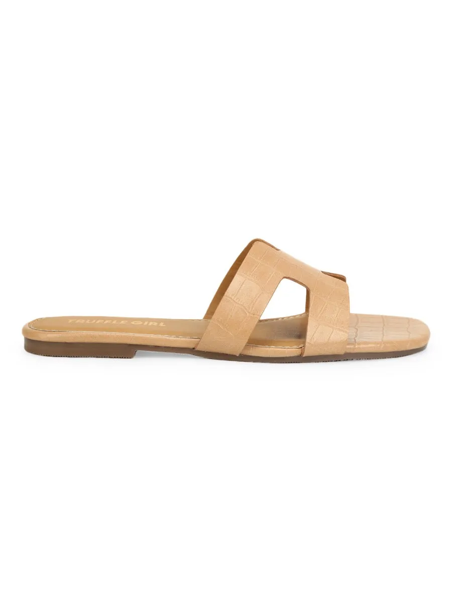 Nackte Croc PU Schlupf-Slipper