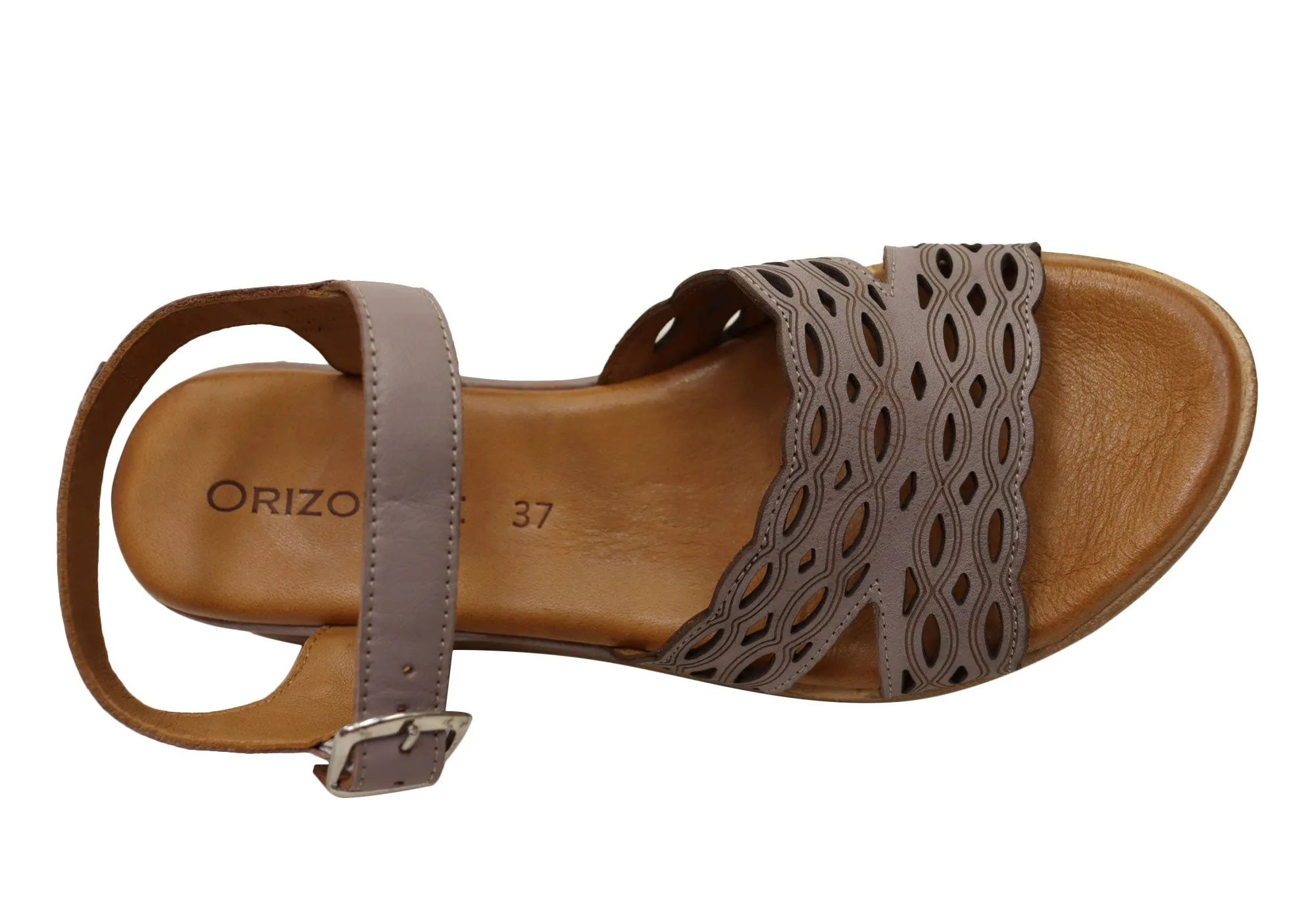Orizonte Malinar Damen Bequeme Europäische Keilabsatz-Sandalen aus Leder Orizonte Schuhe