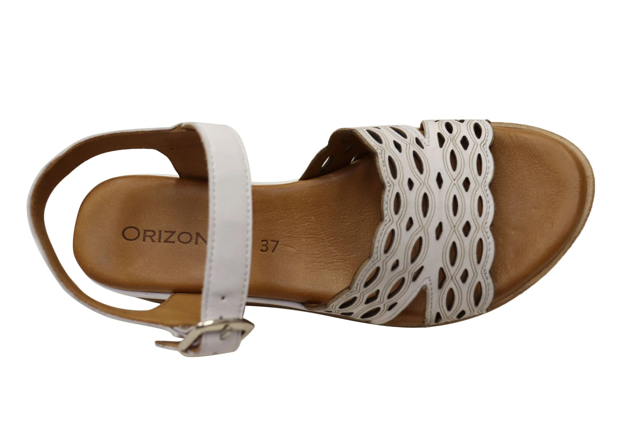 Orizonte Malinar Damen Bequeme Europäische Keilabsatz-Sandalen aus Leder Orizonte Schuhe