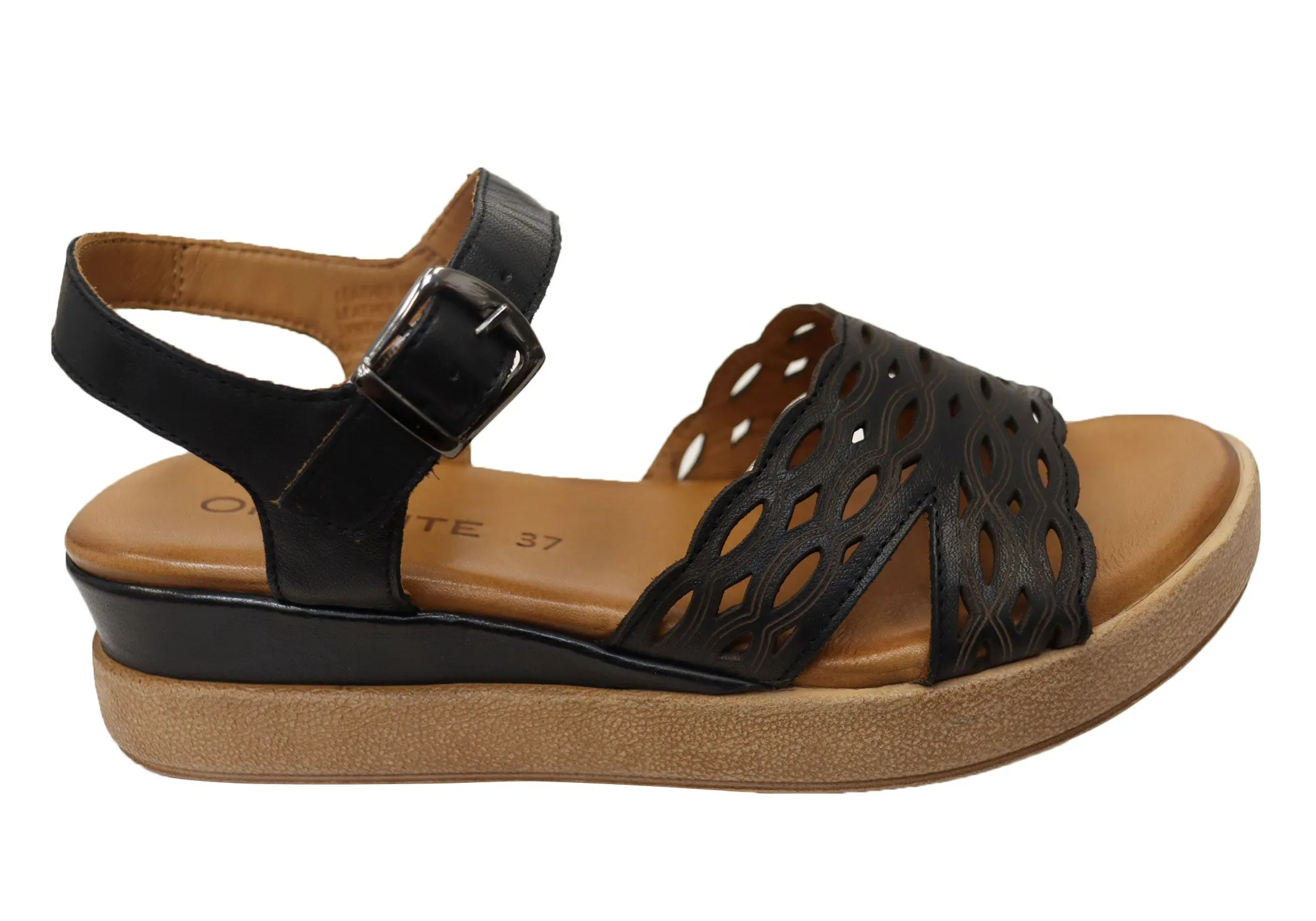 Orizonte Malinar Damen Bequeme Europäische Keilabsatz-Sandalen aus Leder Orizonte Schuhe