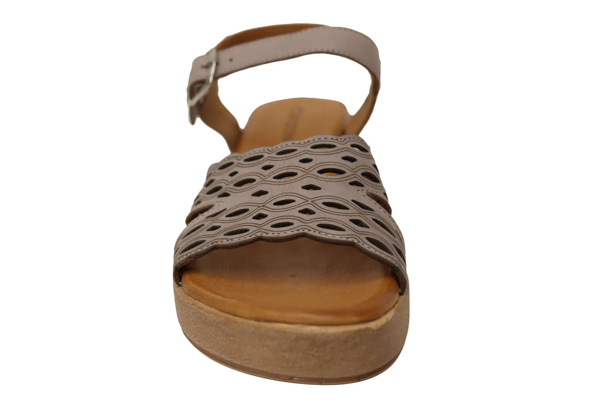 Orizonte Malinar Damen Bequeme Europäische Keilabsatz-Sandalen aus Leder Orizonte Schuhe
