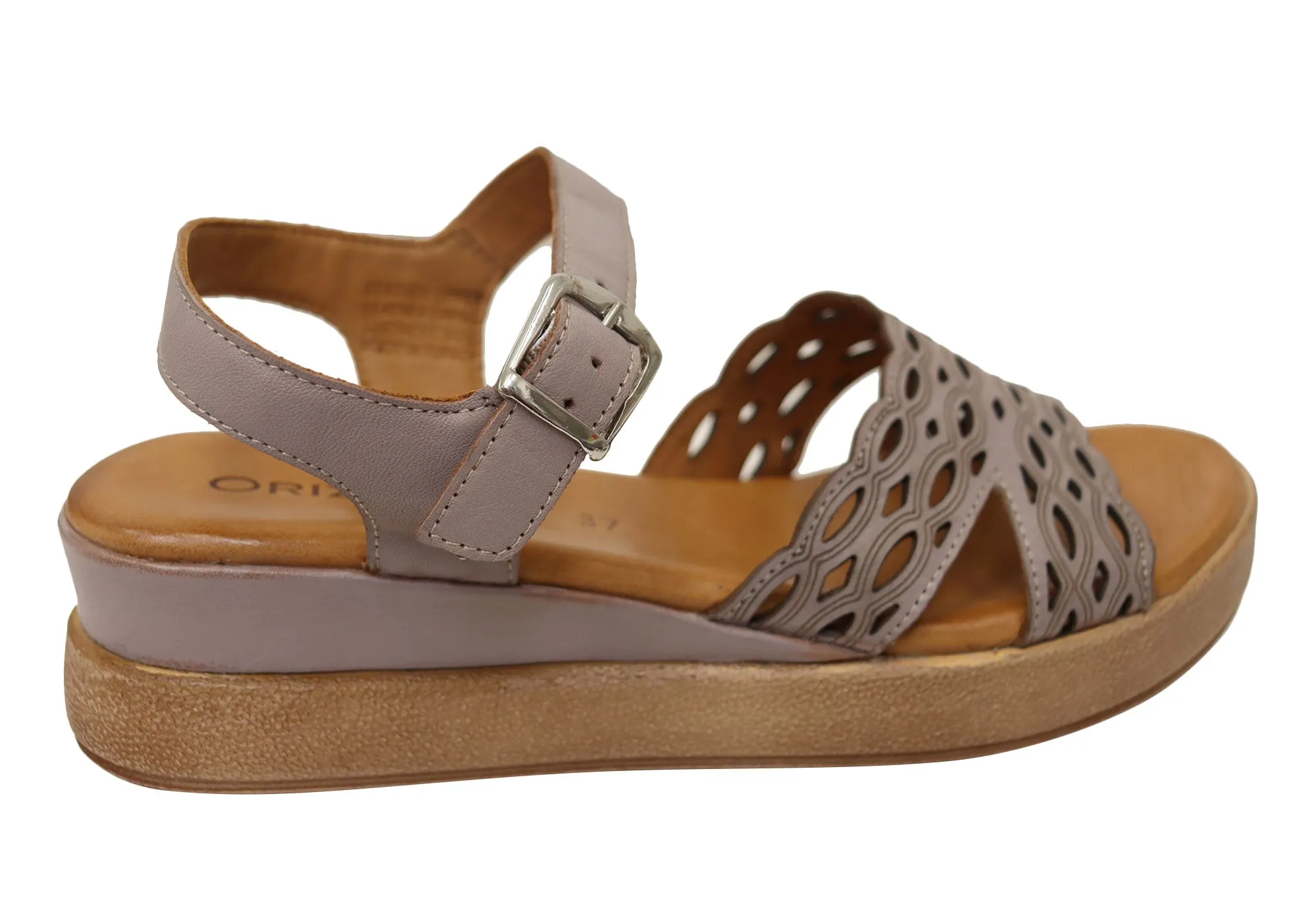 Orizonte Malinar Damen Bequeme Europäische Keilabsatz-Sandalen aus Leder Orizonte Schuhe