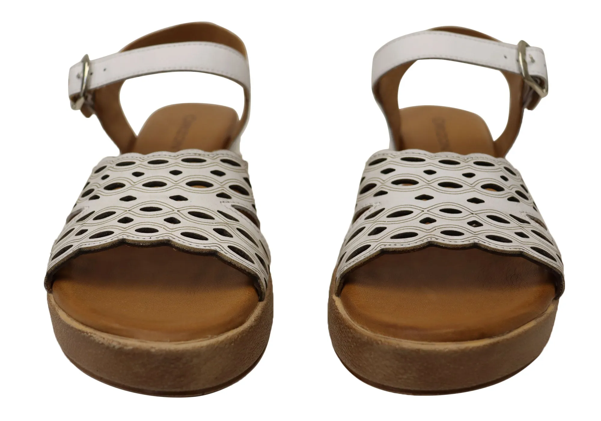 Orizonte Malinar Damen Bequeme Europäische Keilabsatz-Sandalen aus Leder Orizonte Schuhe