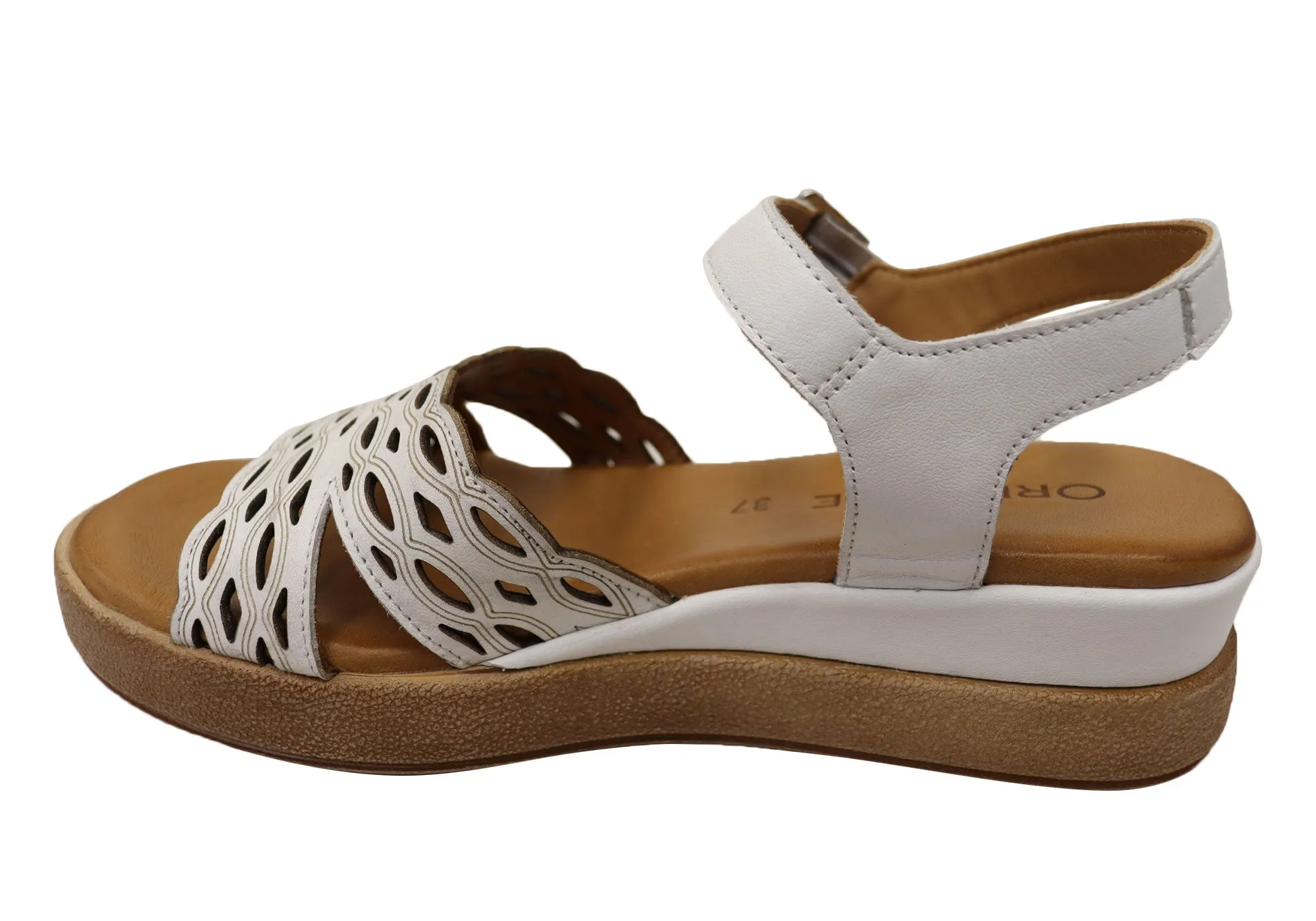 Orizonte Malinar Damen Bequeme Europäische Keilabsatz-Sandalen aus Leder Orizonte Schuhe