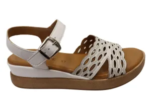 Orizonte Malinar Damen Bequeme Europäische Keilabsatz-Sandalen aus Leder Orizonte Schuhe