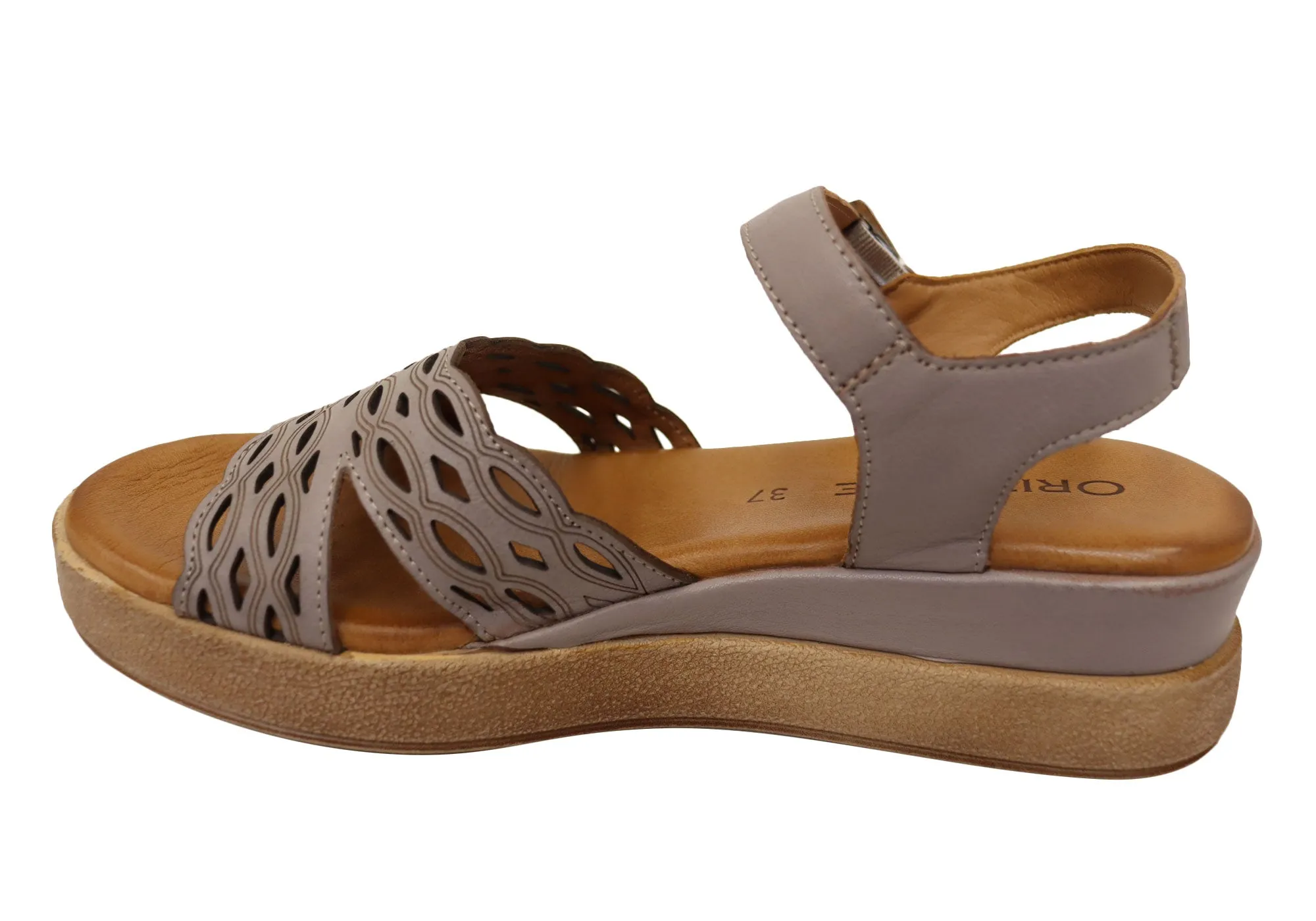 Orizonte Malinar Damen Bequeme Europäische Keilabsatz-Sandalen aus Leder Orizonte Schuhe