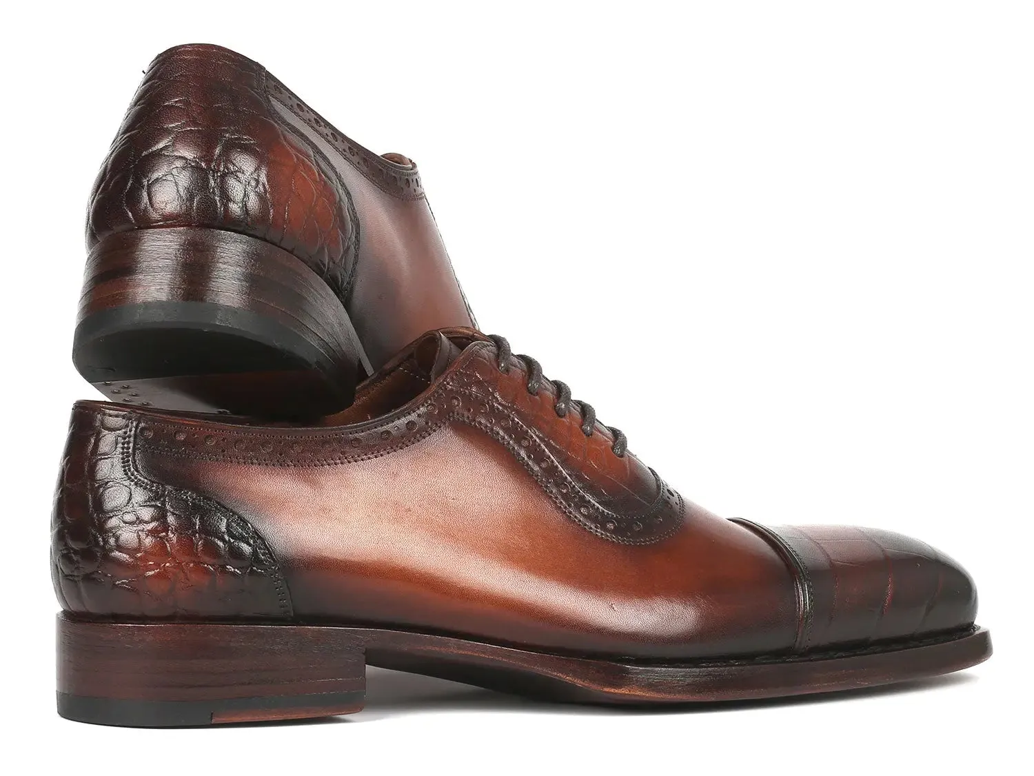 Paul Parkman Schuhe Paul Parkman Goodyear durchgenähte Oxfords mit Kappenkappe in Braun