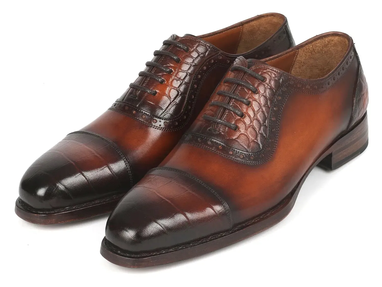 Paul Parkman Schuhe Paul Parkman Goodyear durchgenähte Oxfords mit Kappenkappe in Braun