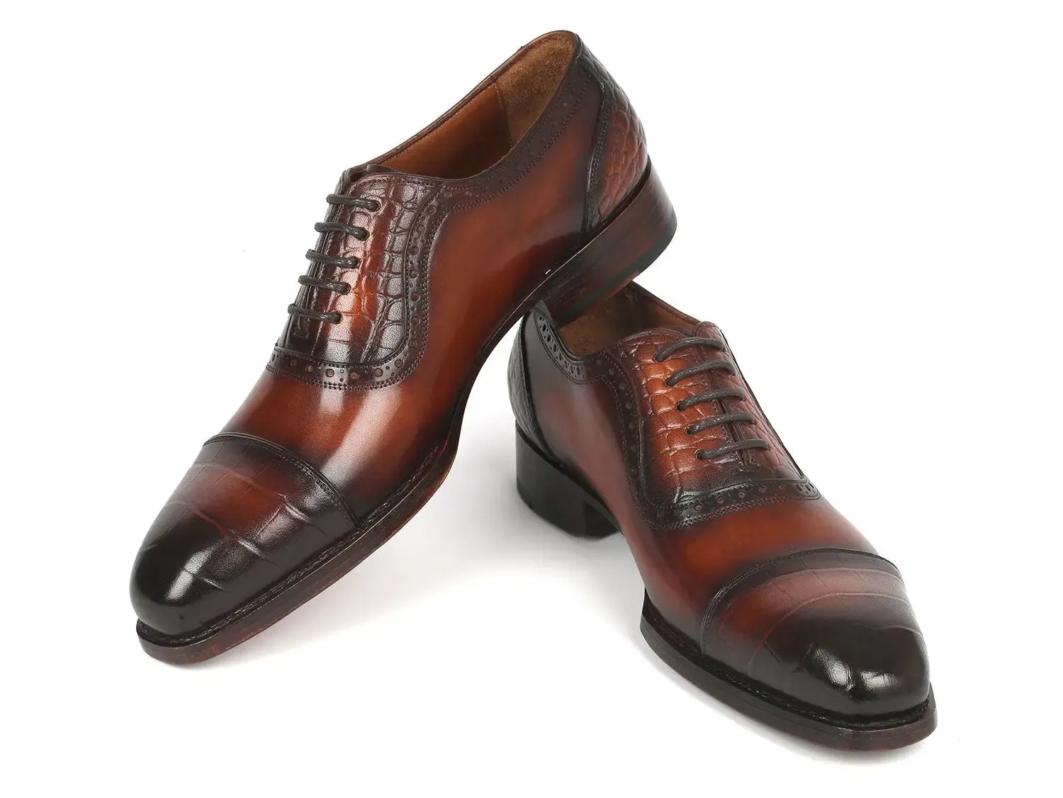 Paul Parkman Schuhe Paul Parkman Goodyear durchgenähte Oxfords mit Kappenkappe in Braun