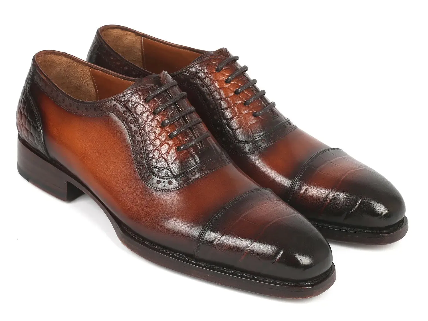 Paul Parkman Schuhe Paul Parkman Goodyear durchgenähte Oxfords mit Kappenkappe in Braun