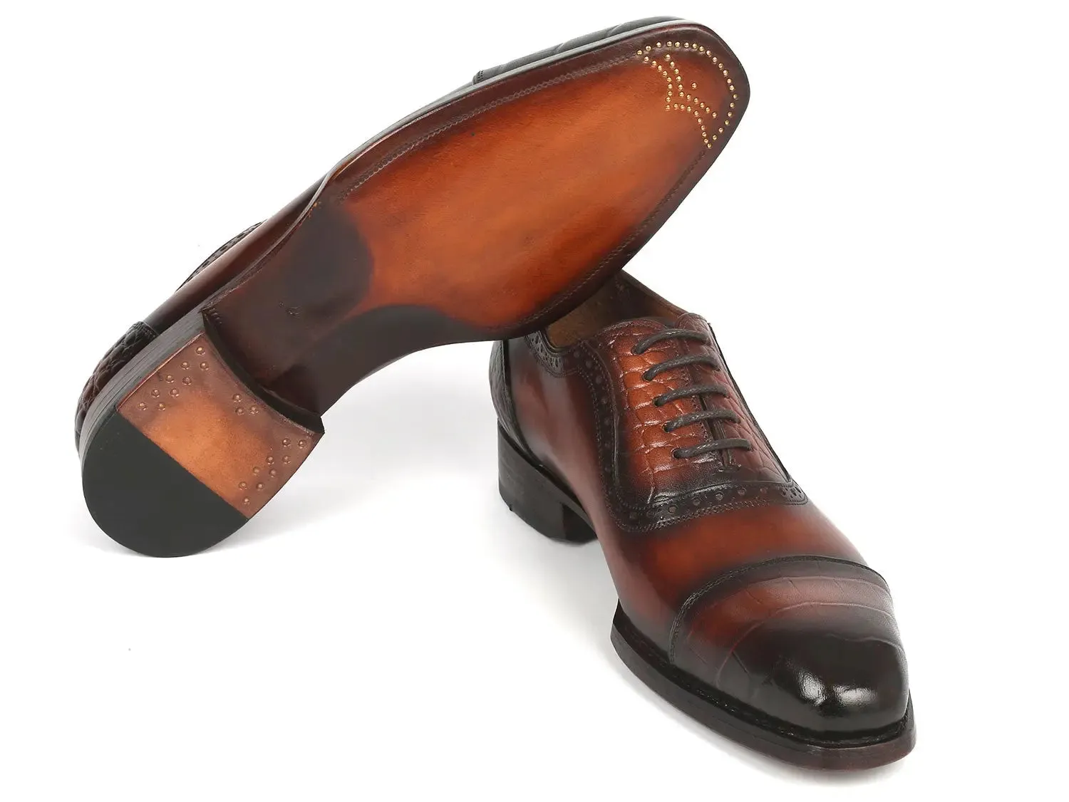 Paul Parkman Schuhe Paul Parkman Goodyear durchgenähte Oxfords mit Kappenkappe in Braun