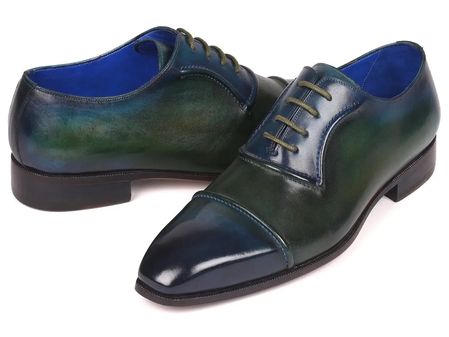 Paul Parkman Schuhe Paul Parkman Herren Cap-Toe Oxfords in Blau & Grün