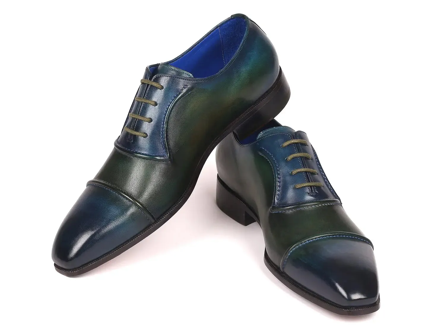 Paul Parkman Schuhe Paul Parkman Herren Cap-Toe Oxfords in Blau & Grün