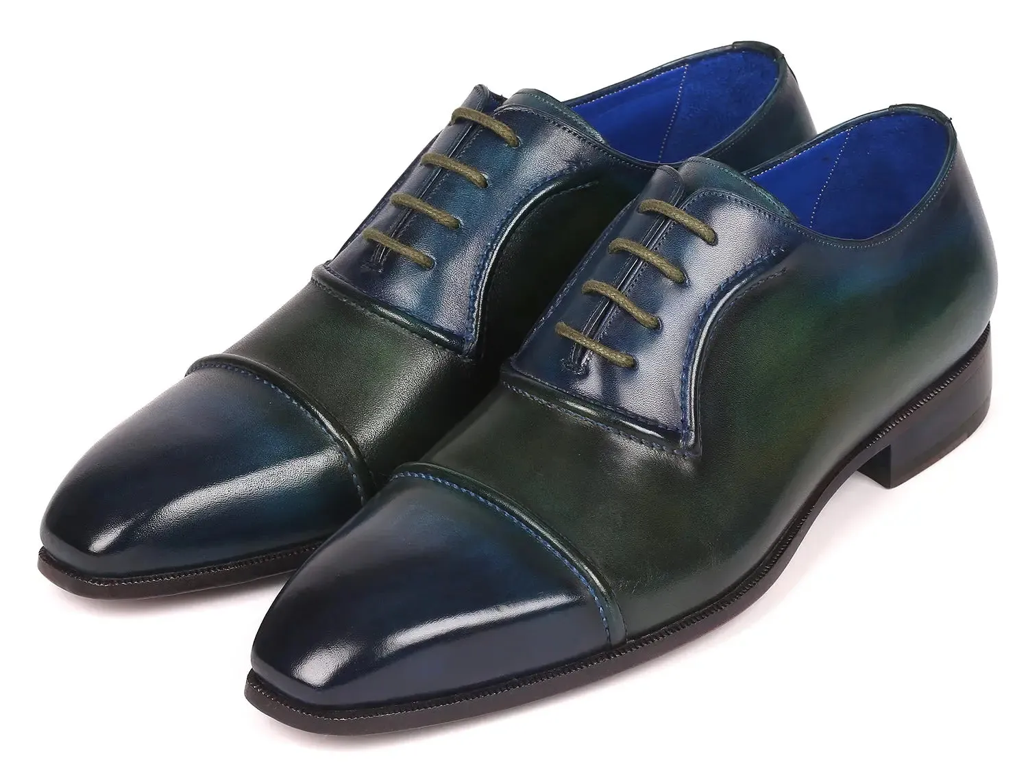 Paul Parkman Schuhe Paul Parkman Herren Cap-Toe Oxfords in Blau & Grün