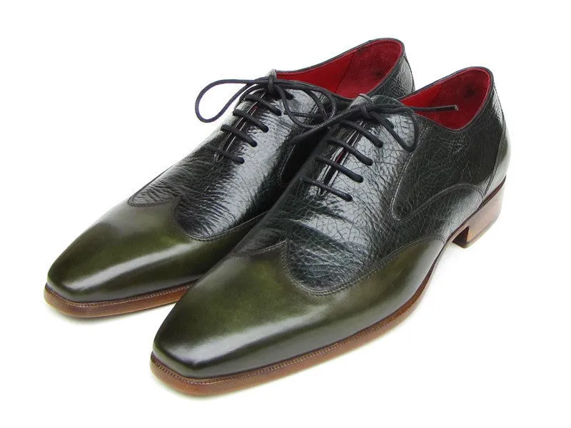 Paul Parkman Schuhe Paul Parkman Herren Floater Leder Wingtip Oxfords in Grün