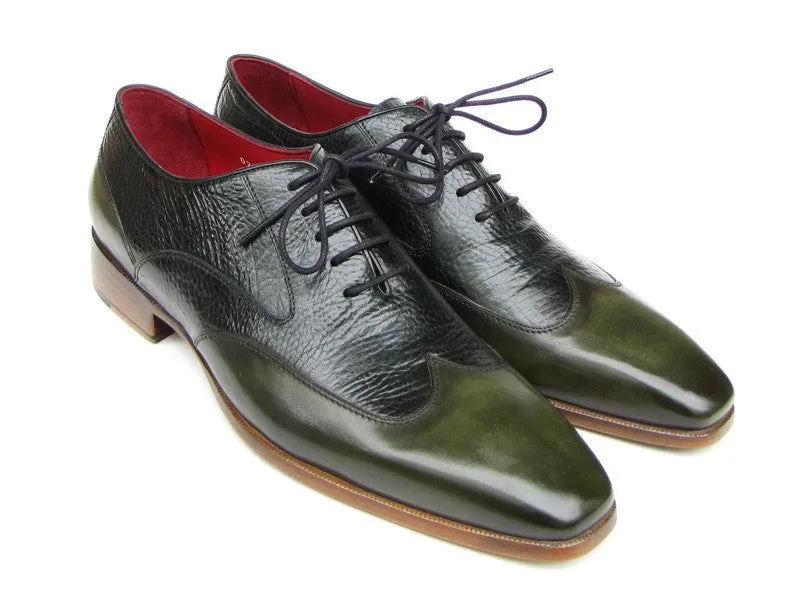 Paul Parkman Schuhe Paul Parkman Herren Floater Leder Wingtip Oxfords in Grün