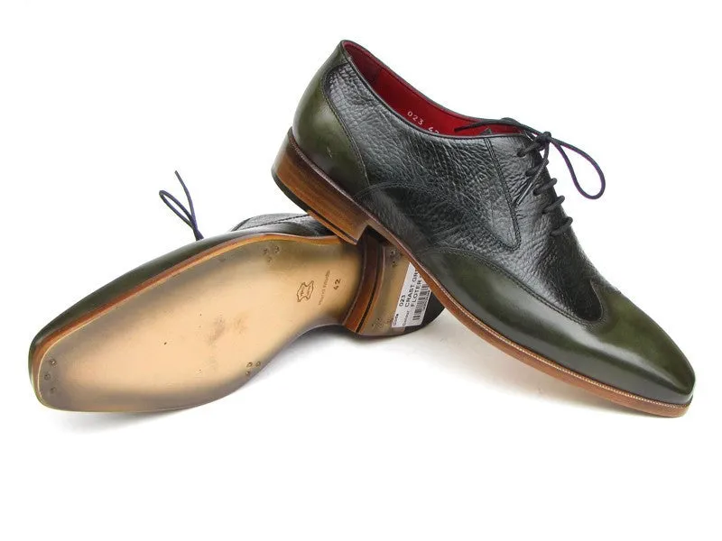 Paul Parkman Schuhe Paul Parkman Herren Floater Leder Wingtip Oxfords in Grün