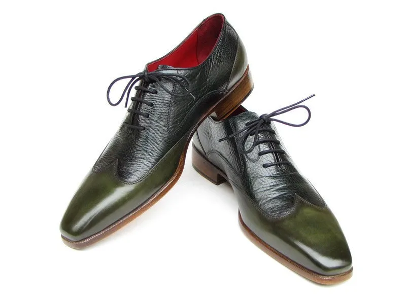 Paul Parkman Schuhe Paul Parkman Herren Floater Leder Wingtip Oxfords in Grün
