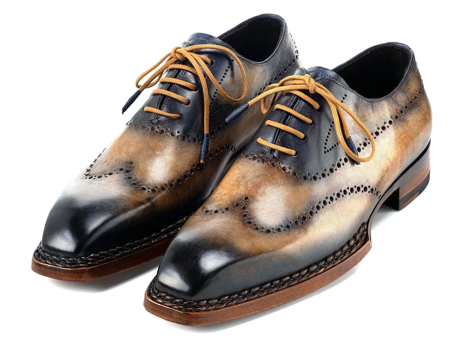 Paul Parkman Schuhe Paul Parkman Herren Goodyear-Beschlagene Wingtip Oxfords in Kamel & Marine