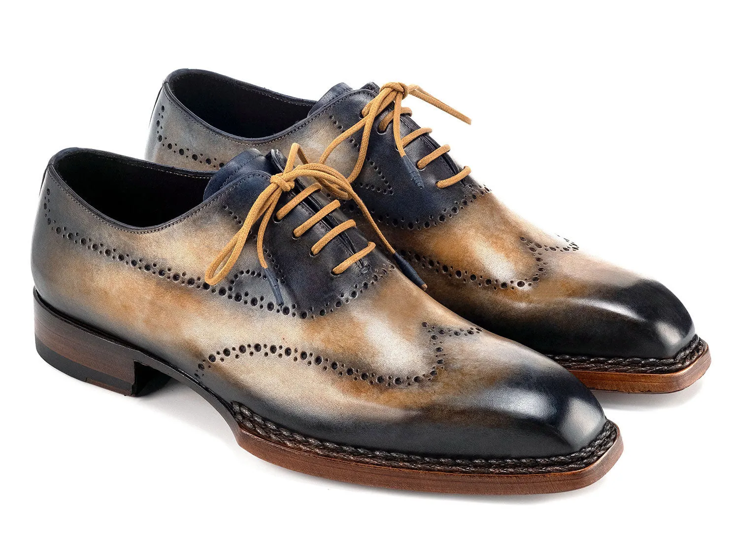 Paul Parkman Schuhe Paul Parkman Herren Goodyear-Beschlagene Wingtip Oxfords in Kamel & Marine