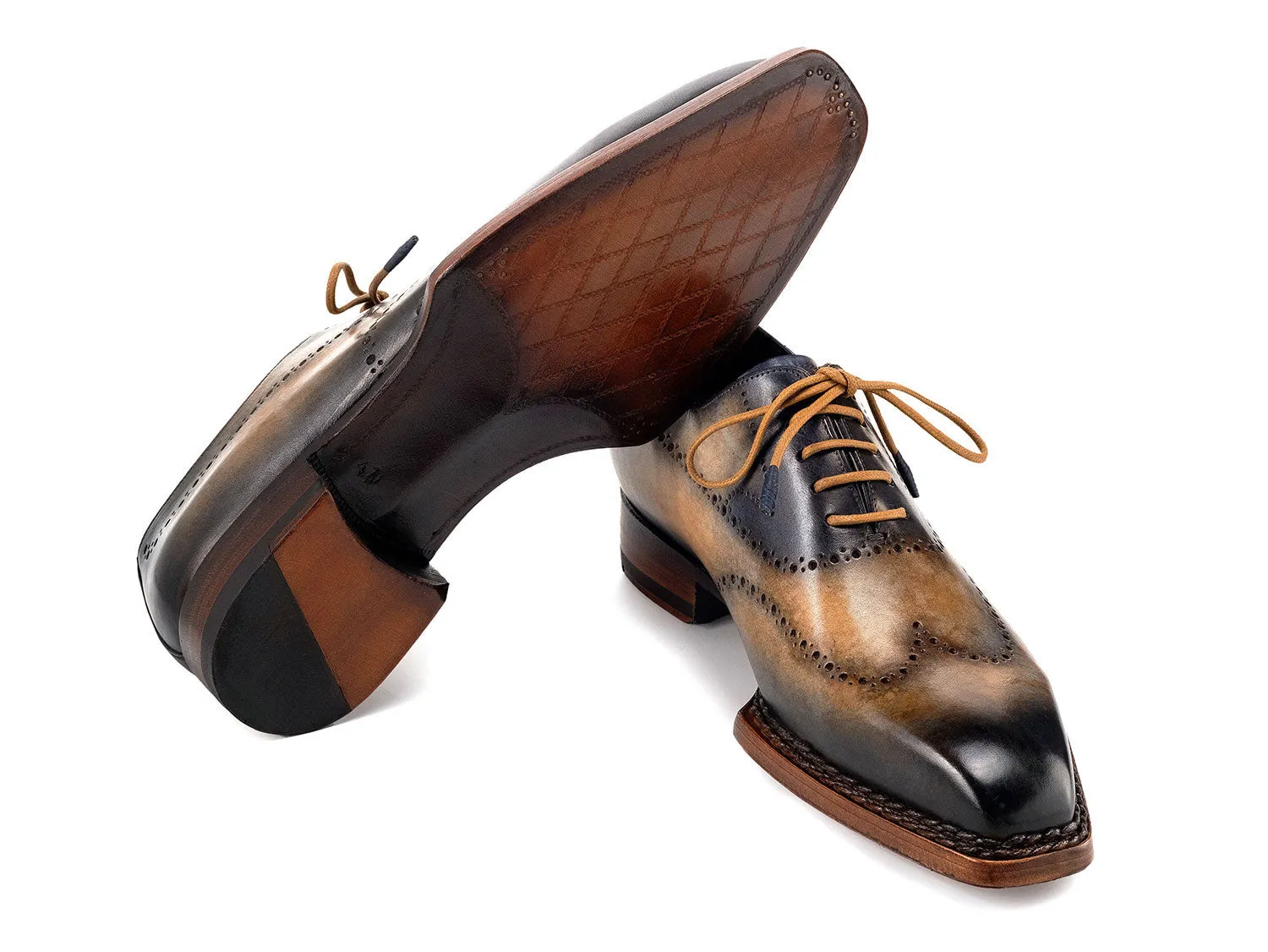 Paul Parkman Schuhe Paul Parkman Herren Goodyear-Beschlagene Wingtip Oxfords in Kamel & Marine