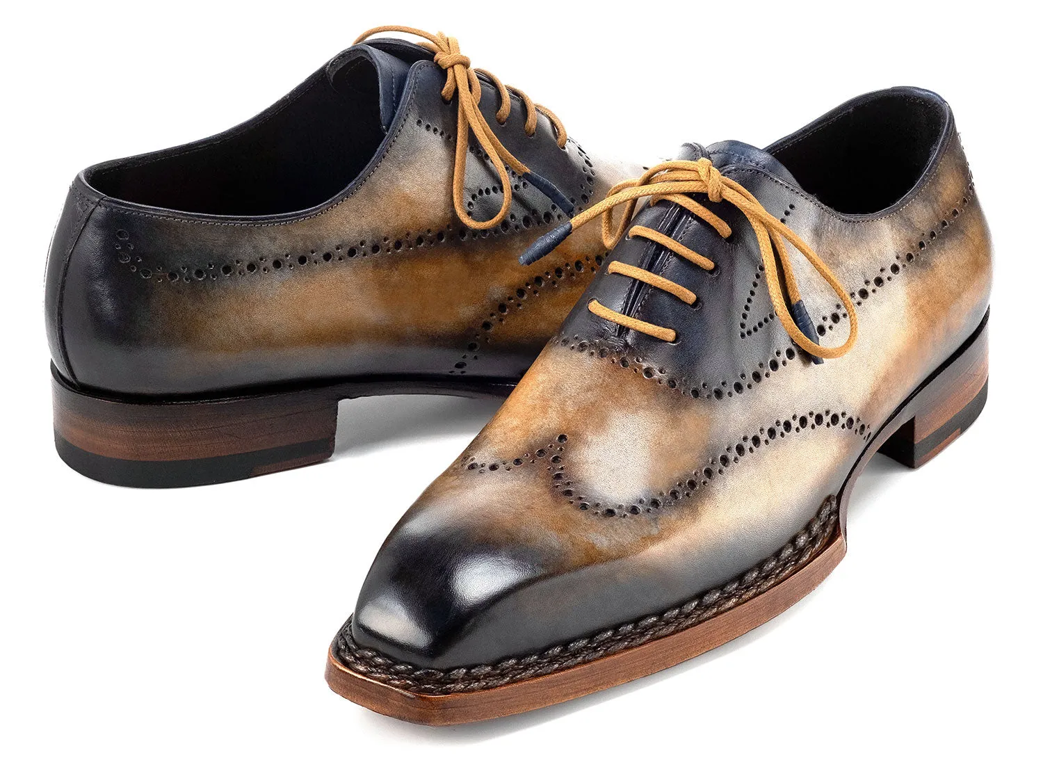 Paul Parkman Schuhe Paul Parkman Herren Goodyear-Beschlagene Wingtip Oxfords in Kamel & Marine