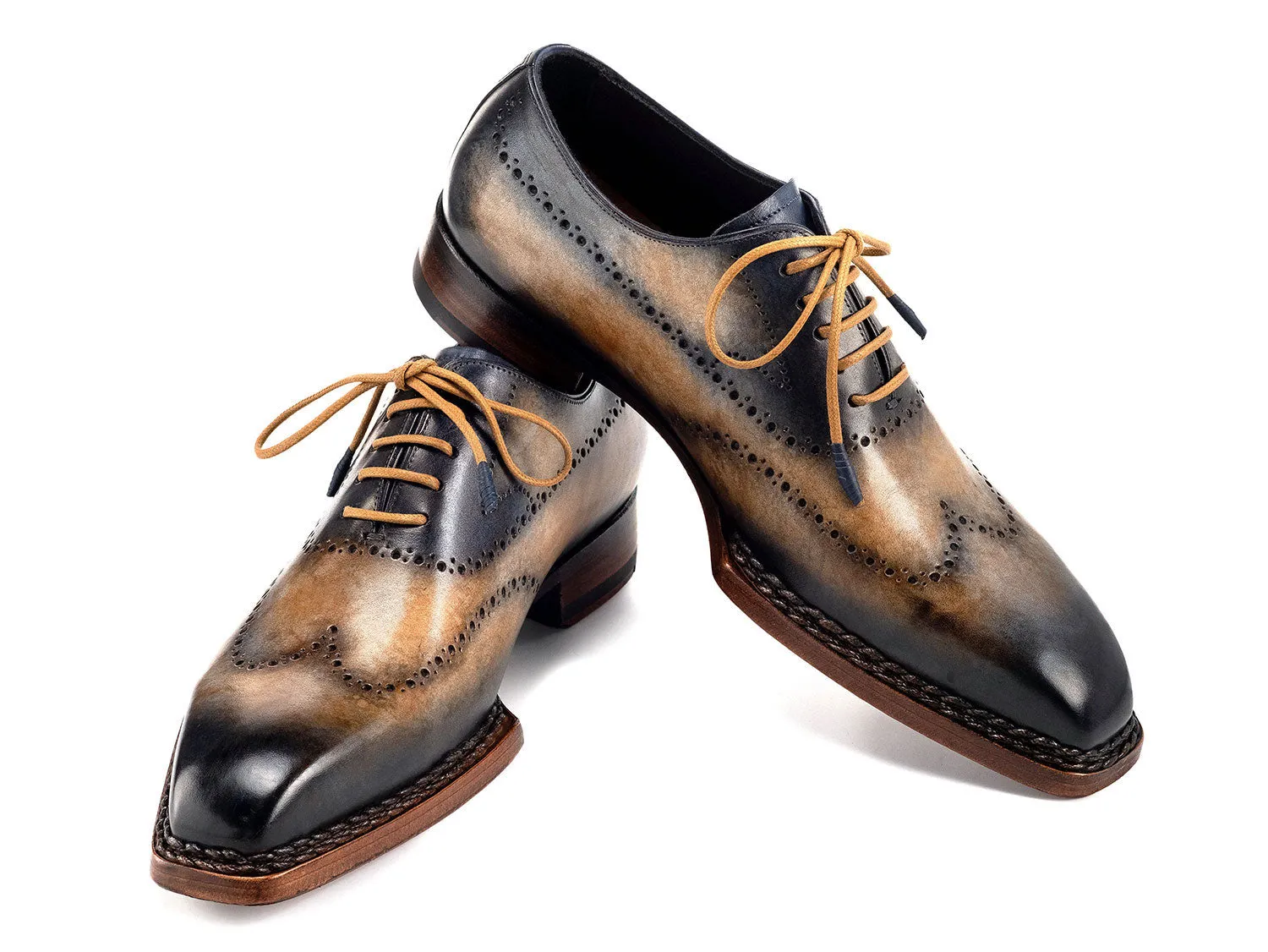 Paul Parkman Schuhe Paul Parkman Herren Goodyear-Beschlagene Wingtip Oxfords in Kamel & Marine
